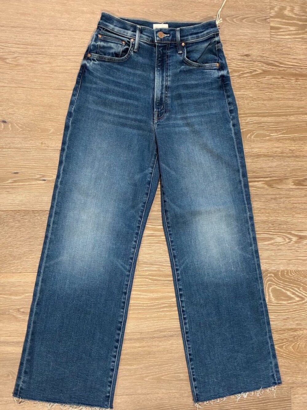 MOTHER The Maven Ankle Fray Jeans in Bitchn – Size 25 – High-Rise Wide Leg Blue - Picture 4 of 8